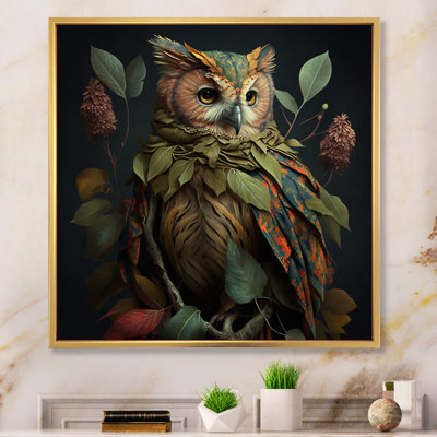 Hibou de forêt tropicale - art encadré de hibou