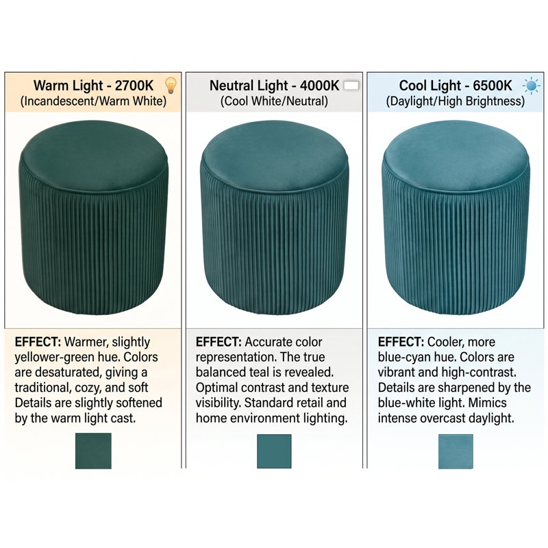 Terri Wide Velvet Round Pouf Ottoman, Dark Green Velvet