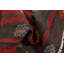 Élégant tapis kilim 7 pi x 7 pi avec de riches rayures rouges et des motifs