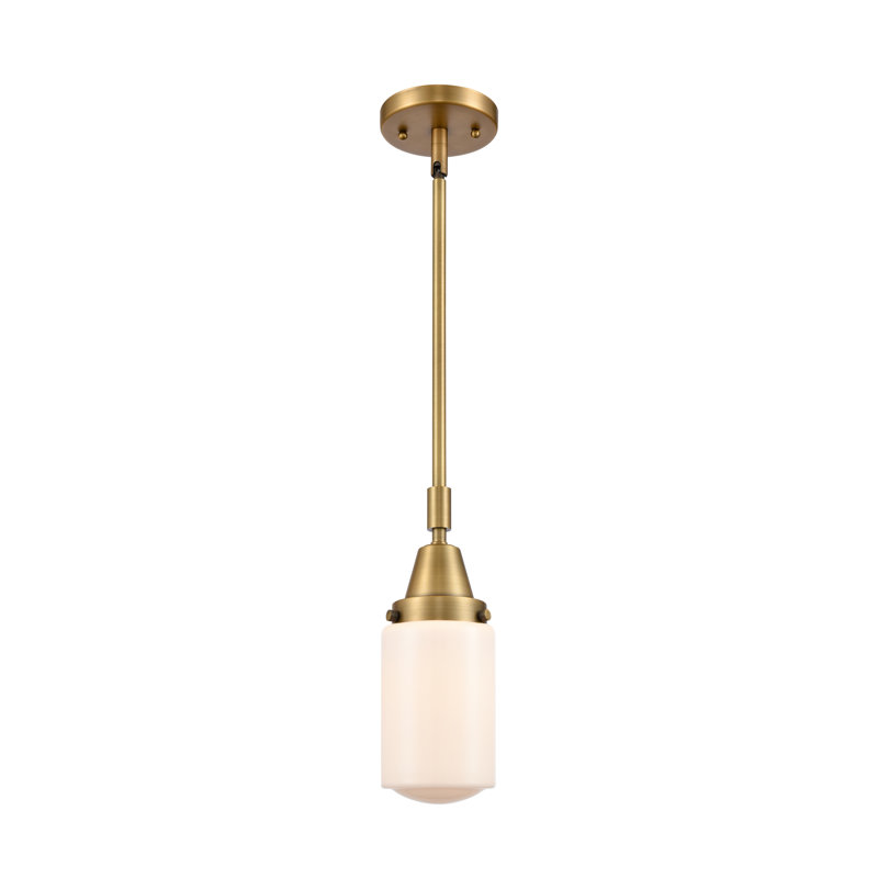 Luminaire suspendu cylindrique à 1 lumière Saroyan, Blanc mat, Ampoule non incluse, Laiton brossé