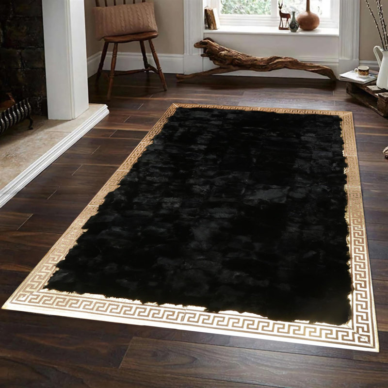 Tapis noir en fourrure de lapin Rex, tapis en fourrure naturelle de luxe fait à la main, taille personnalisée