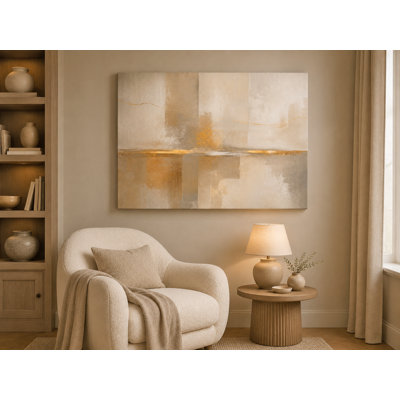 Calm Horizon Study - Neutral Abstract Landscape Giclee Print on Wrapped Canvas Wall Art