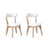 Chaises de salle à manger modernes et rembourrées de 2 avec revêtement beige et bois d'hévéa naturel, rembourrage épais pour les sièges, dossier divisé, espaces convenables, qualité durable, une paire de + naturel, confortable