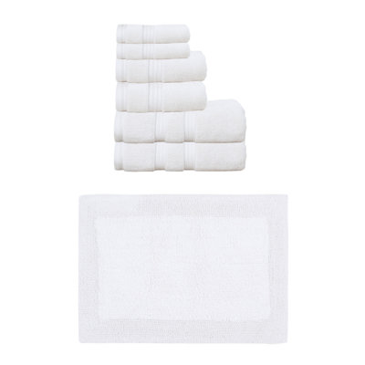 Buariki Collection 100% Soft Cotton Bath Towel Set & Bath Rug Reversible