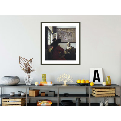 Officer and a Laughing Girl by   Johannes Vermeer -Framed Giclee Print