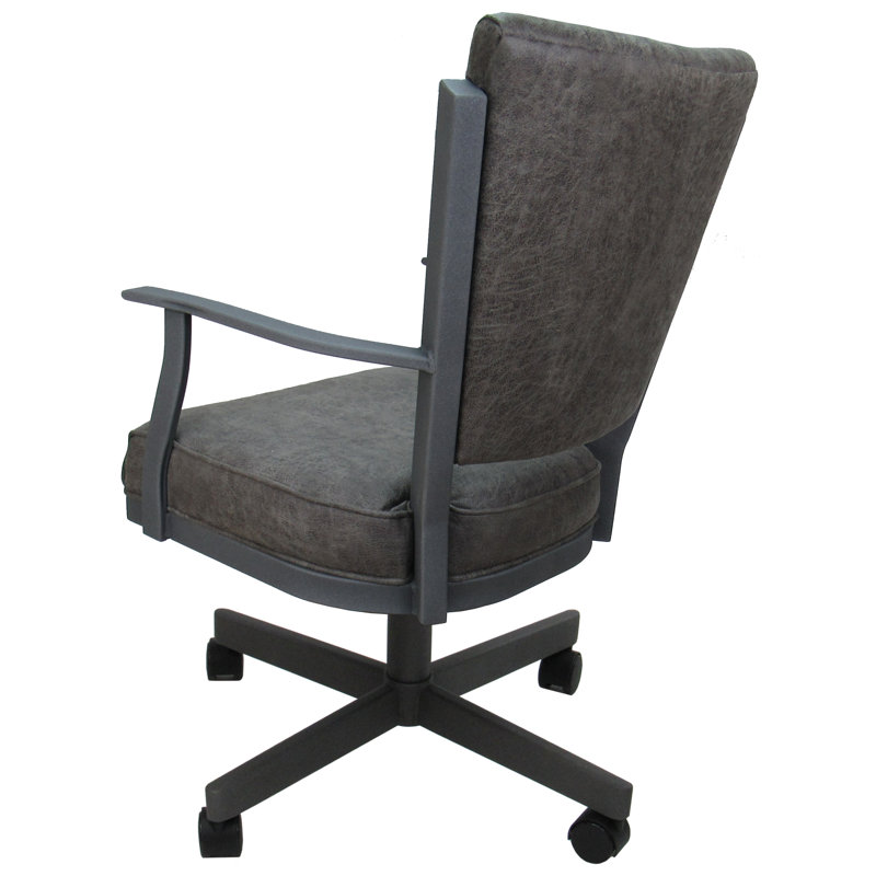Danyael Metal Dining Caster Chair with Arms, Gray, Northwest Elk