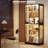 71" Display Cabinet With Glass Door, 6-Tier Curio Cabinet With 3 Color Light For Collectibles, Display Case With Adjustable Glass Shelves, Human Body Sensor, Black-1496384607