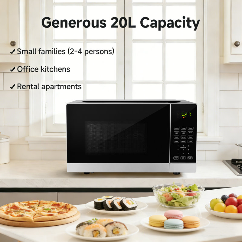 0,7 cu. Pi. Four à micro-ondes de comptoir compact, puissance de cuisson de 700 W, puissance d'entrée nominale de 1 100 W