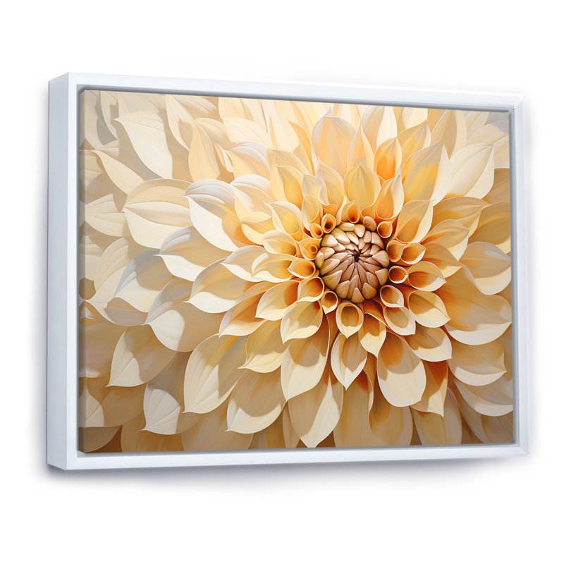 Minimalisme Dahlia - art mural Dahlia, Cadre flottant blanc, 16" H x 32" W