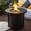 30 po Table de foyer d'extérieur ronde au gaz en acier 40 000 BTU noire avec des pierres