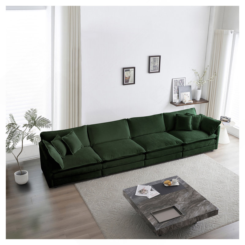 Canapé modulaire Free Free, canapé modulaire 4 places, canapé modulaire, canapé modulaire, chenille verte, Vert