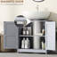 Unité de rangement pour lavabo de salle de bain, gris foncé, portes de grange, tablette réglable, look, armoire gris stable, fente en forme de U, attrait, basculement