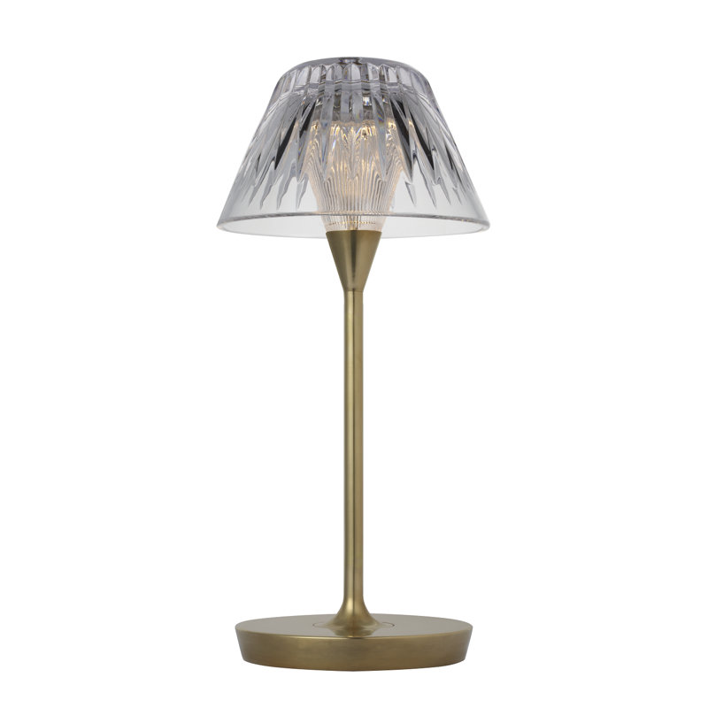 Waterford Blaze Rechargeable Table Lamp with Clear Crystal, 11.5" H x 5.75" W x 5.75" D, Gold