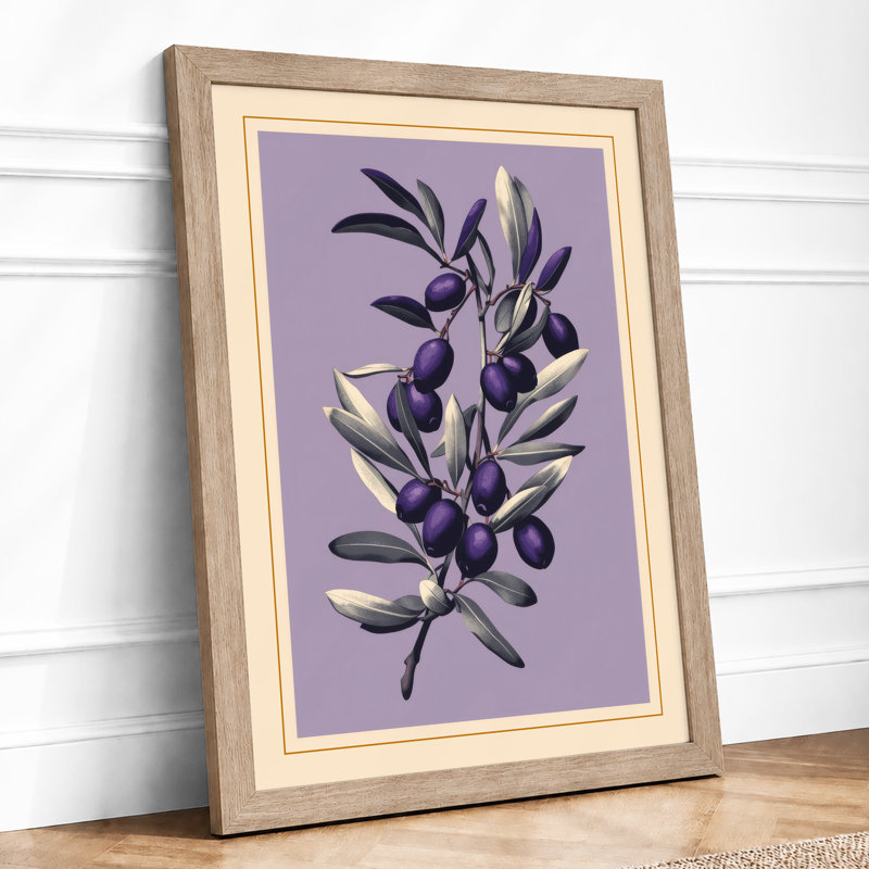 Olive Branch Study Botanical - Framed Print, A3 - 42.0 x 29.7 cm, Oak