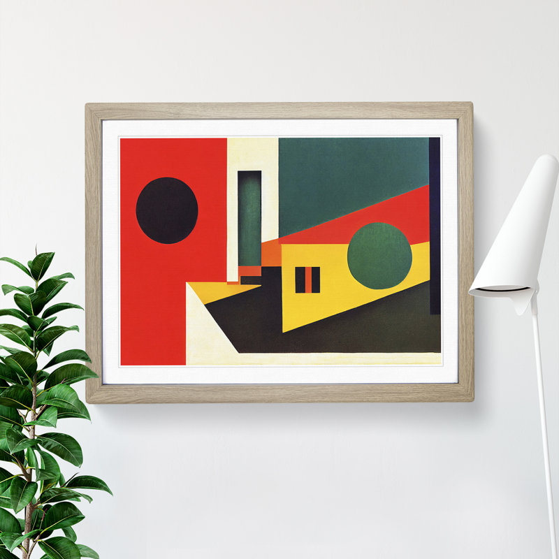 XH1022-7619X Scandinavian Abstract Vol.1 1 Piece Single Picture Frame Painting, 34cm H x 46cm W x 2cm D, Oak