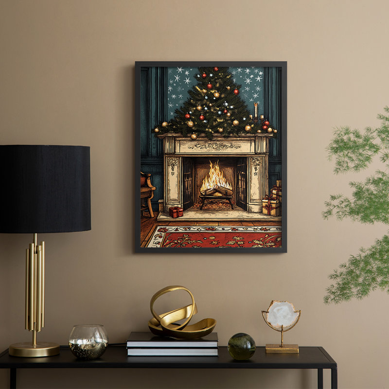 «Christmas Holiday Art», reproduction encadrée en bois massif, Noir, noir, noir, noir, H 30 po x l 24 po