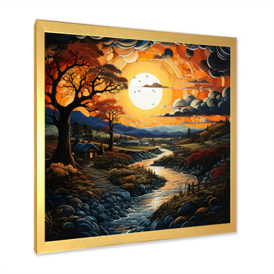 " Countryside Crimson Sunset Landscape IV "