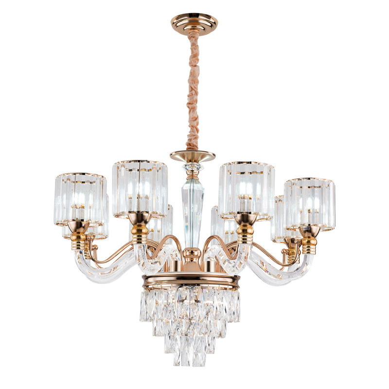 Luminaire suspendu élégant en cristal 6 lumières