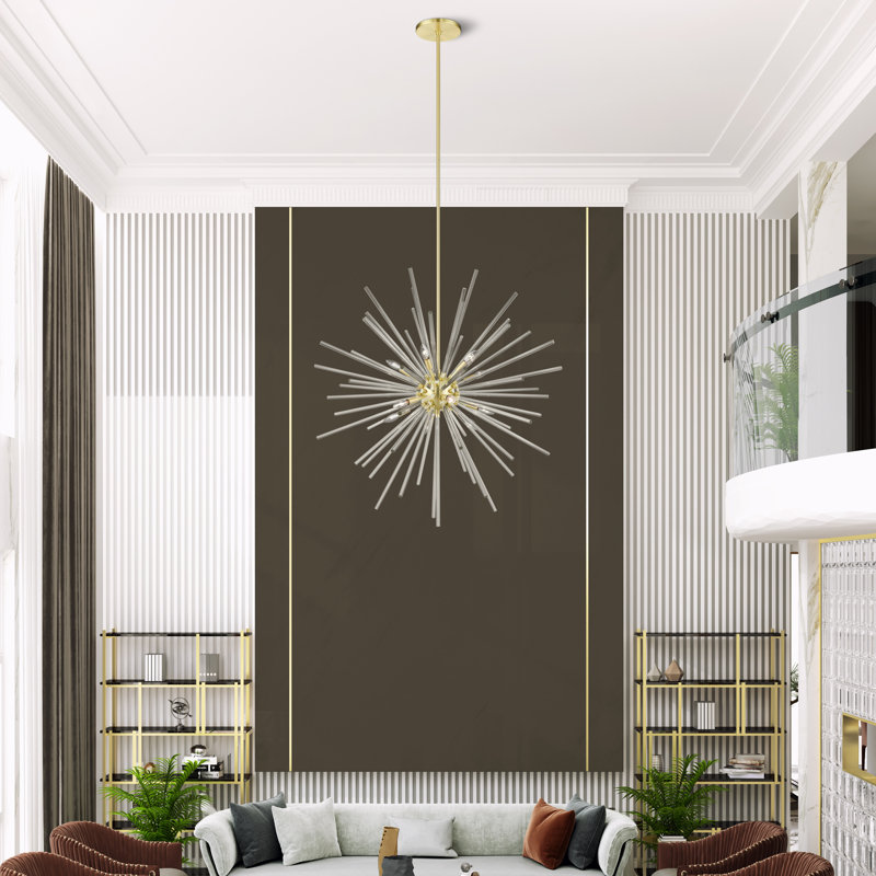 Lustre tambour sphérique 12 lumières Kahmora, Laiton satiné, 12