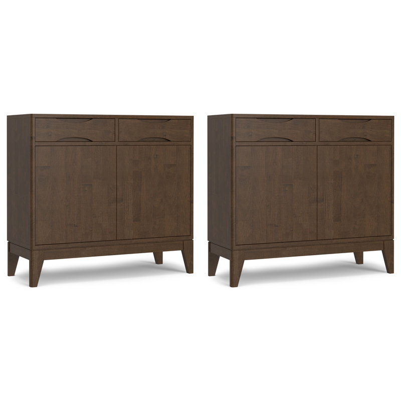 Harper SOLID HARDWOOD 40W Storage Cabinet With Doors And 2 Drawers Set Of 2 In Walnut Brown