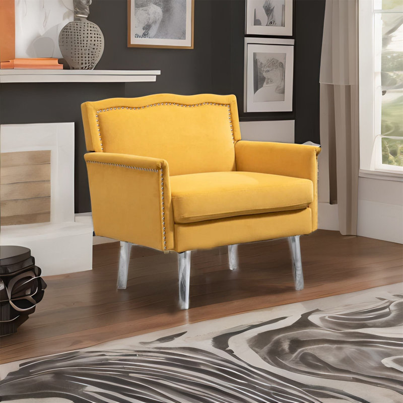 Fauteuil Jeske, Velours jaune