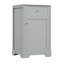 Meuble-lavabo de salle de bain de 50 cm (20 po) de couleur grise, avec un seul lavabo et une poignée de porte ronde. Style moderne avec lavabo en céramique blanche et grand espace de rangement pour une salle de bain bien rangée.