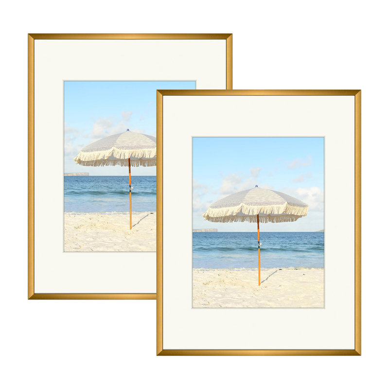 Cadre photo en métal avec passe-partout - Basics by Wayfair ™, Bronze, 12 po x 16 po emmêlé à 8,5 po x 11 po