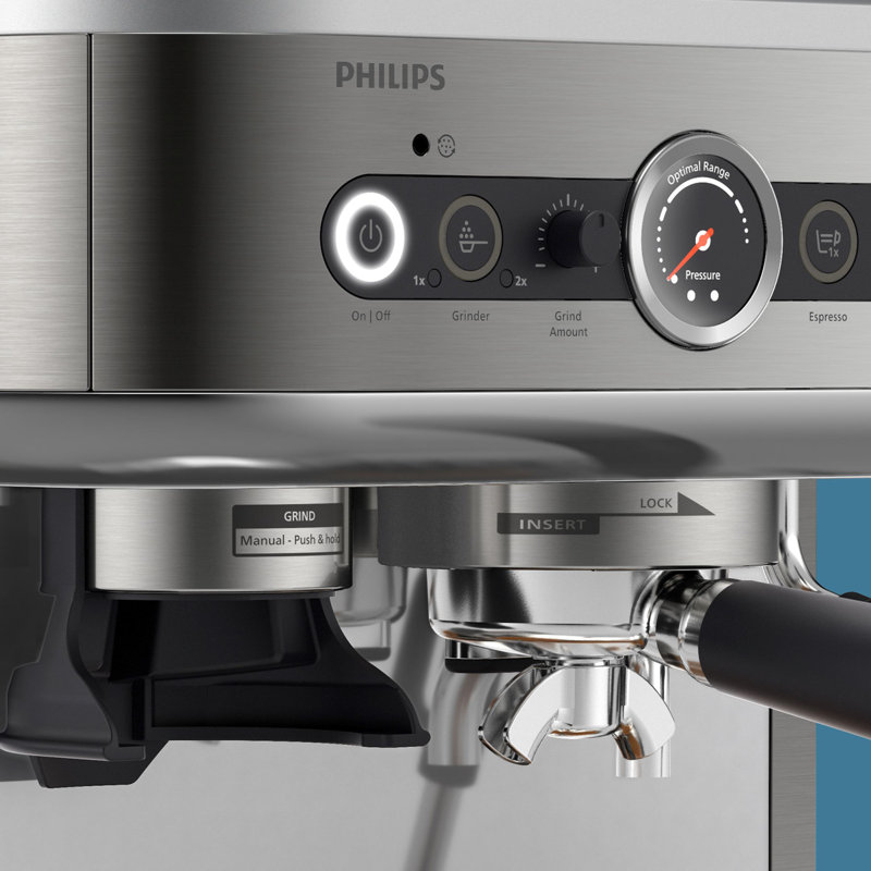 Philips Barista Brew Semi-Automatic Espresso Machine with Frother, 280gr Dual Bean Container