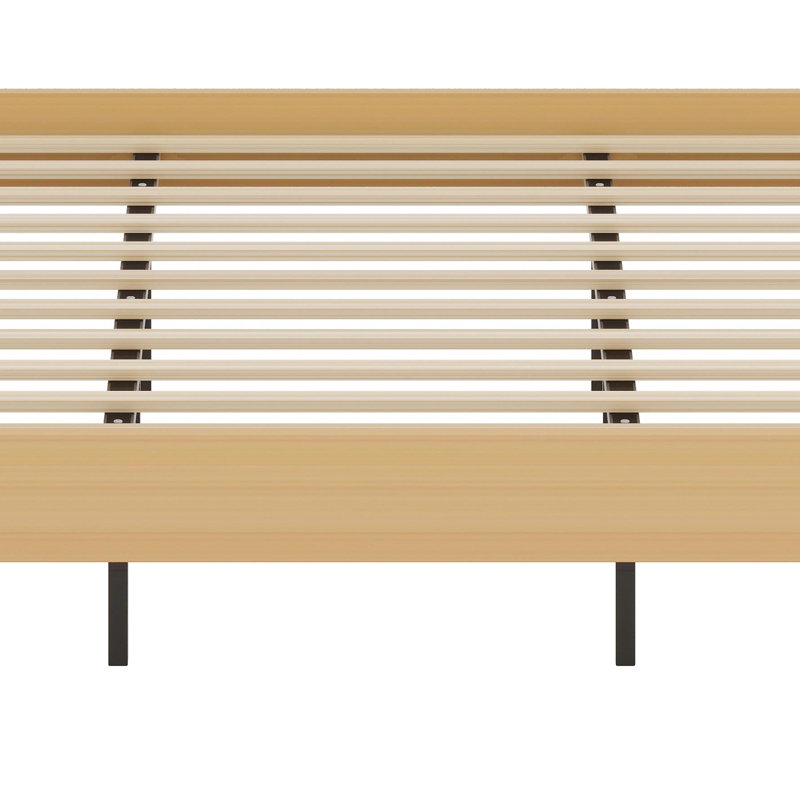 Sleek Simple Style Bed Frame with Engineered Support Grid and Tool-Free Construction, Natural