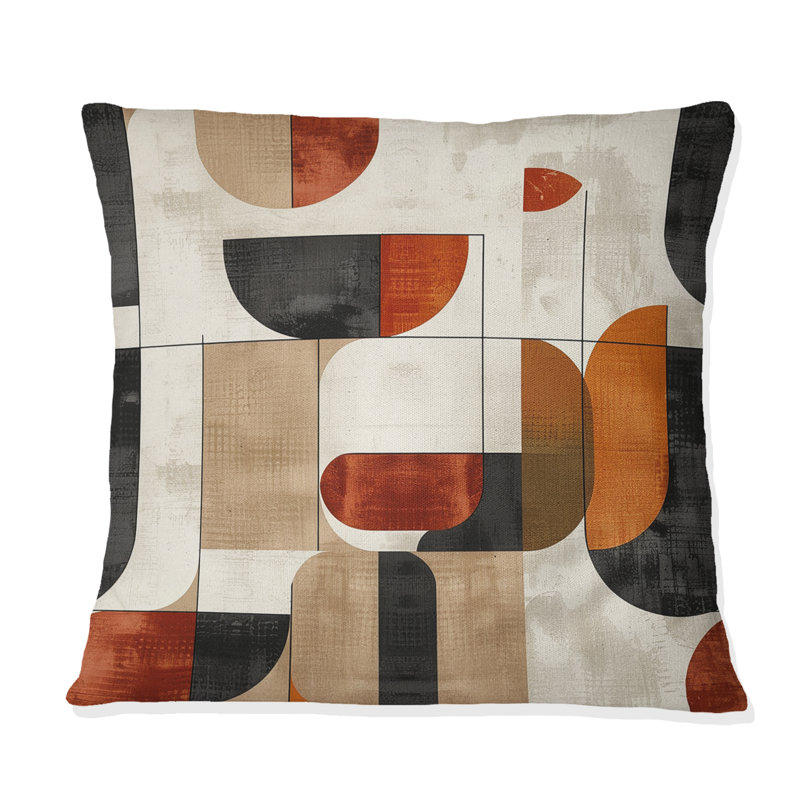 Red Red Midcentury Shapes - Coussin Mid-Century, H 18 po x l 18 po