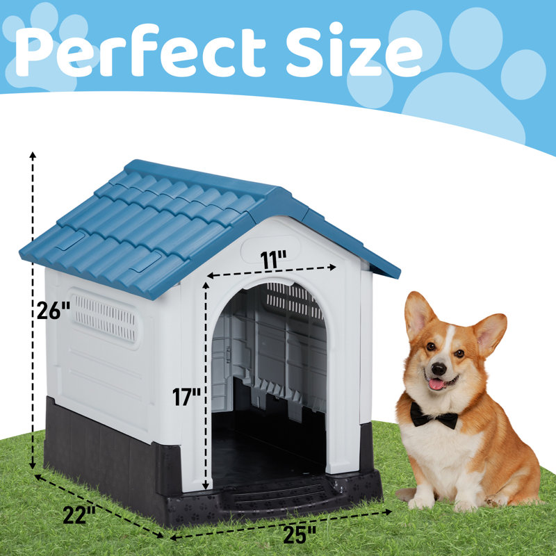 Niche en plastique pour chien, H 26 po x l 25 po x P 22 po, Bleu