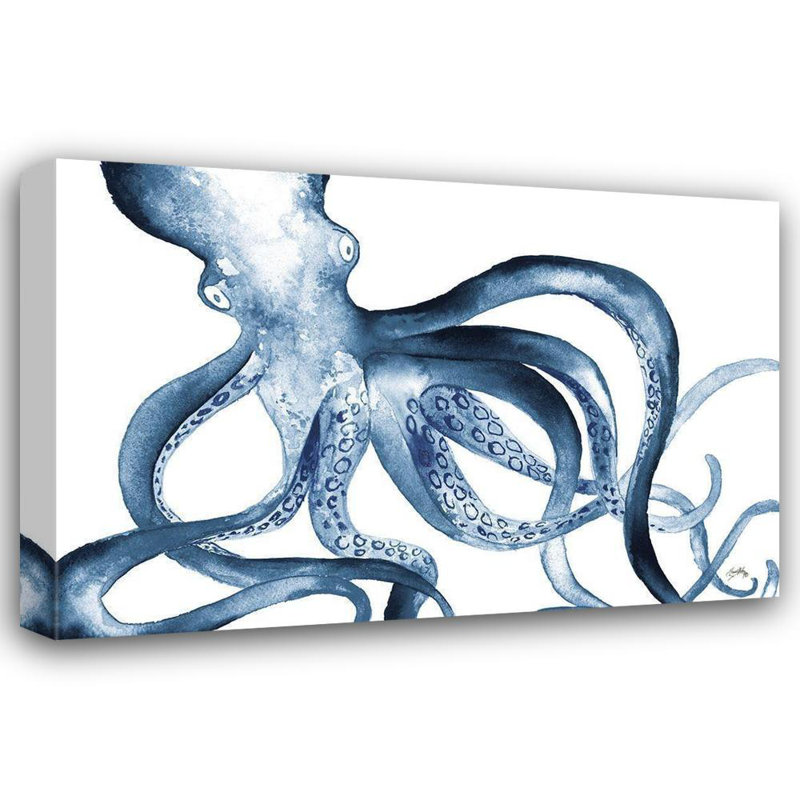 Art sur toile tendue à la galerie Longshore Tides Medley, Elizabeth: Octopus in the Blues 12306M, H 33 po x l 48 po