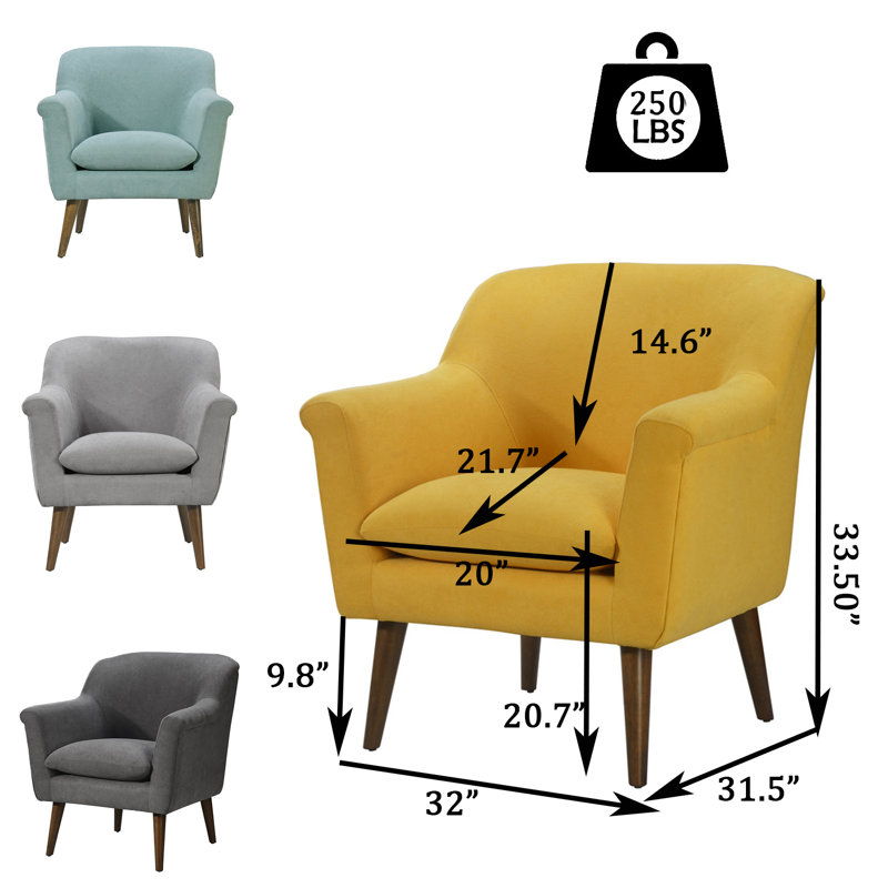 Fauteuil de 32 po Klinton, Mélange de polyester gris clair