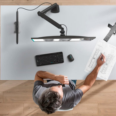 Single Fully Adjustable Monitor Desk Mount for 13"-32" Flat/Curved Screens -  Full Motion Gas Spring Monitor Arm
