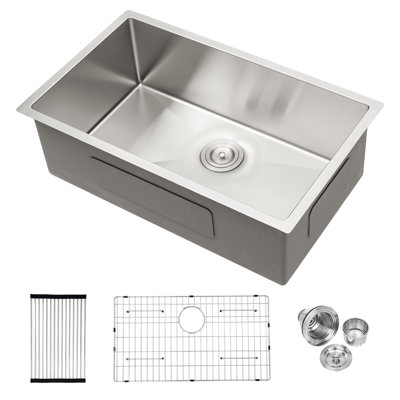 Undermount Kitchen Sink - 32"X18"X9" Stainless Steel 16 Gauge Deep Single Bowl Sinks