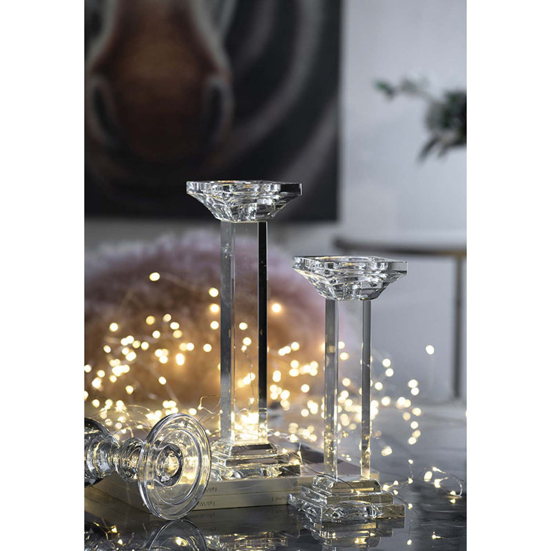 Crystal Tabletop Candlestick, 11" H x 4" W x 4" D