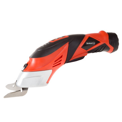 Cordless Electric Scissors with Two Blades - Fabric, Leather, Carpet, Cardboard and Box Cutter - 3.6V Lithium-Ion Rechargeable Battery by Stalwart (Red)