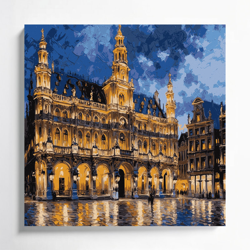 Art mural, villes bruxelloises, ville mauve, H 16 po x l 16 po