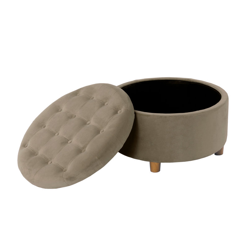 Bhismpal Velvet Ottoman, Fawn