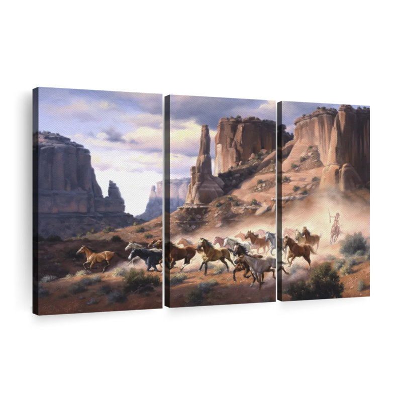 "Grès et chevaux volés" sur toile, H 32 po x l 50 po