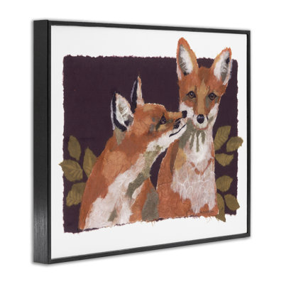 «Woodland Foxes & Leaves», art de la giclée encadrée par Nancy Overton
