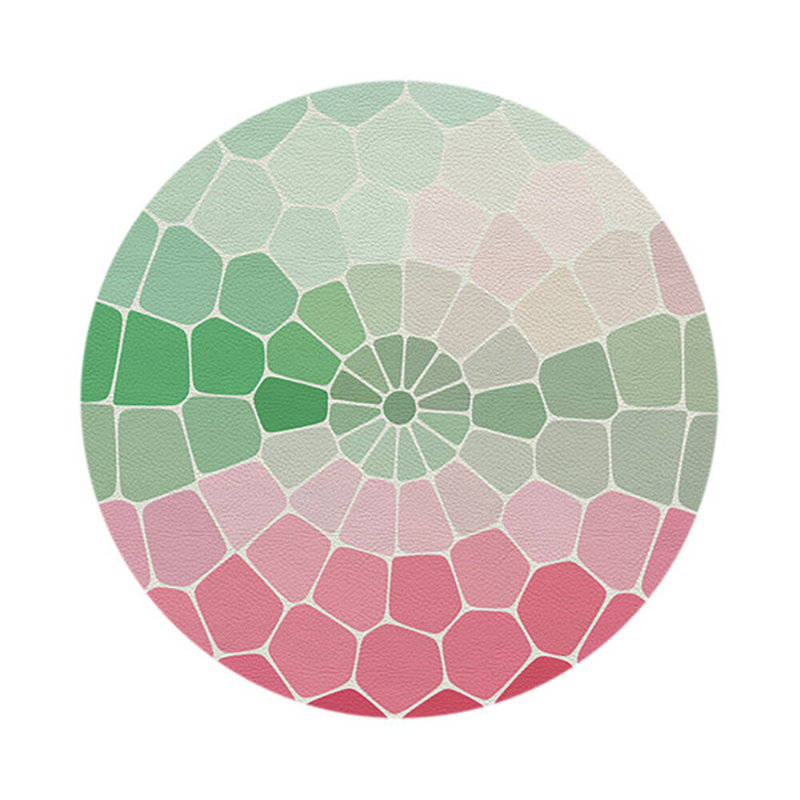 Mosaico Vegan Leather Round Pebble Placemat, Palm