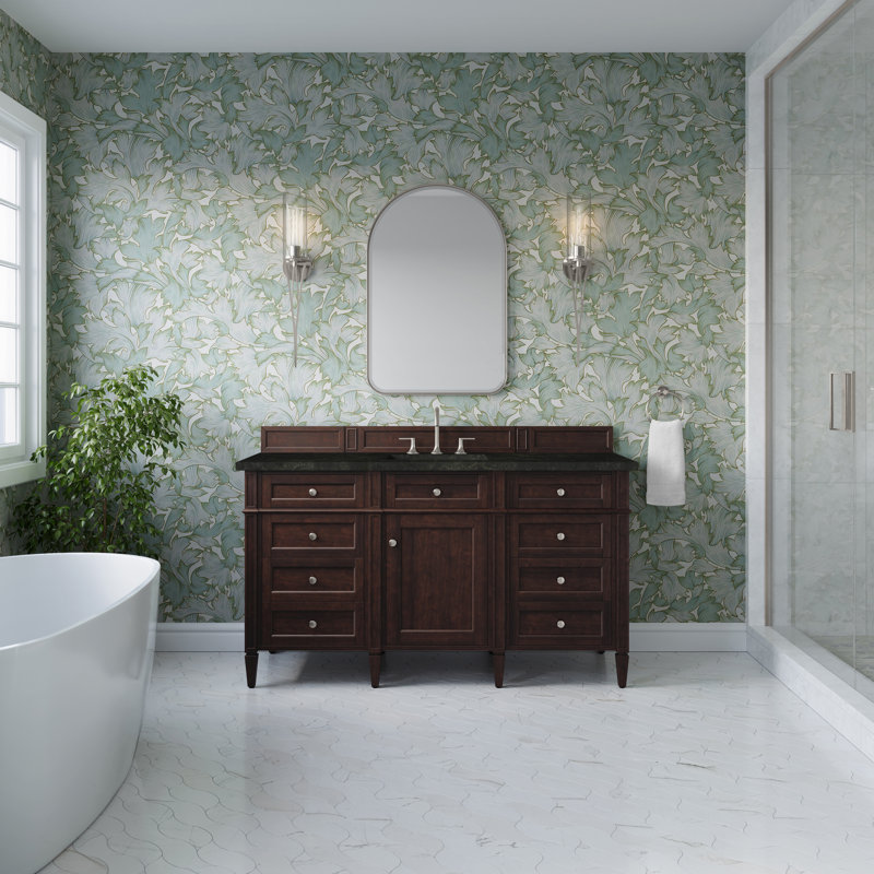 Meuble-lavabo simple 60 po Dussault, Acajou bruni, 8 po, Fantôme
