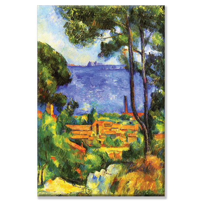 «A View Through the Trees Of» par Paul Cezanne, reproduction d'art