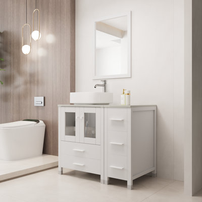 Meuble-lavabo autonome 36,6 po avec lavabo et miroir en céramique