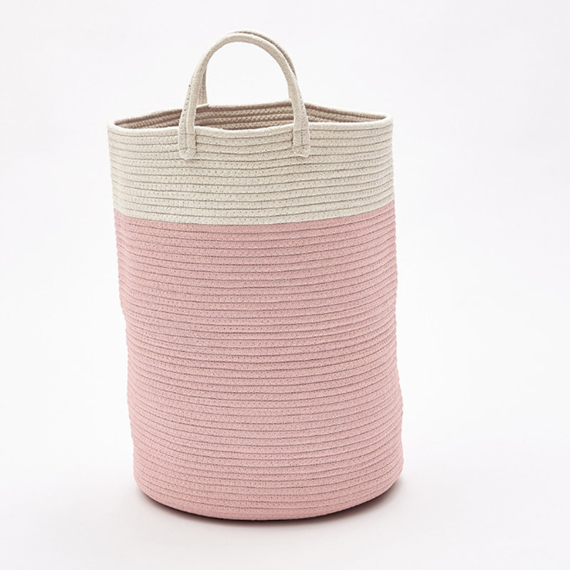 Fabric Laundry Hamper with Handles, 59" H x 50" W x 50" D, Pink