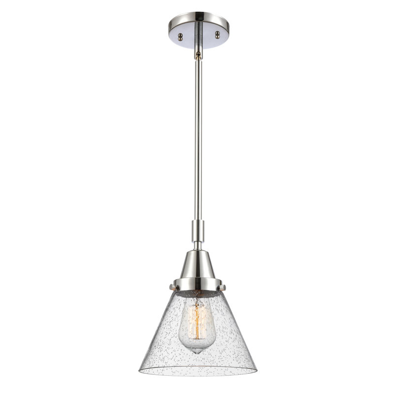 Luminaire suspendu conique à 1 lumière Aleaha, H 44,12 po x l 8 po x P 8 po, Ampoule non incluse, Chrome poli