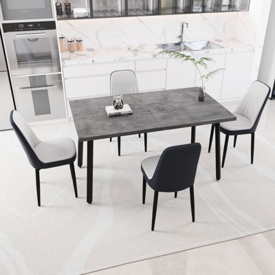 Table de salle à manger extensible rectangulaire et ensemble de chaises en polyuréthane