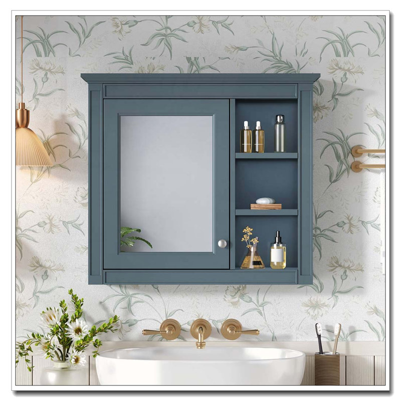 Armoire à pharmacie murale moderne avec tablettes ouvertes