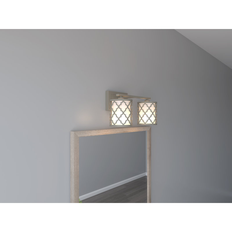 Applique murale 2 lumières Inlight Champagne en satin 14,5 po de large, ampoule non incluse, IN-0442-2-PL
